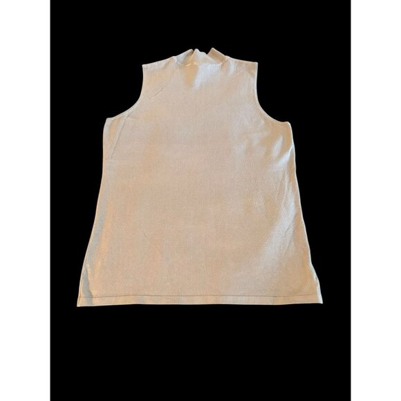 Mock Turtle Neck Tank Top Sleeveless Chico's Sz 2 Medium Gray Knit Closet Staple - Picture 2 of 11